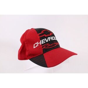 VTG Chevrolet Racing Red/Black Snap Back Checkered Flag Sports Hat Cap Nascar